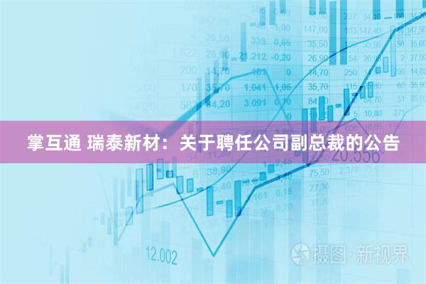 掌互通 瑞泰新材：关于聘任公司副总裁的公告